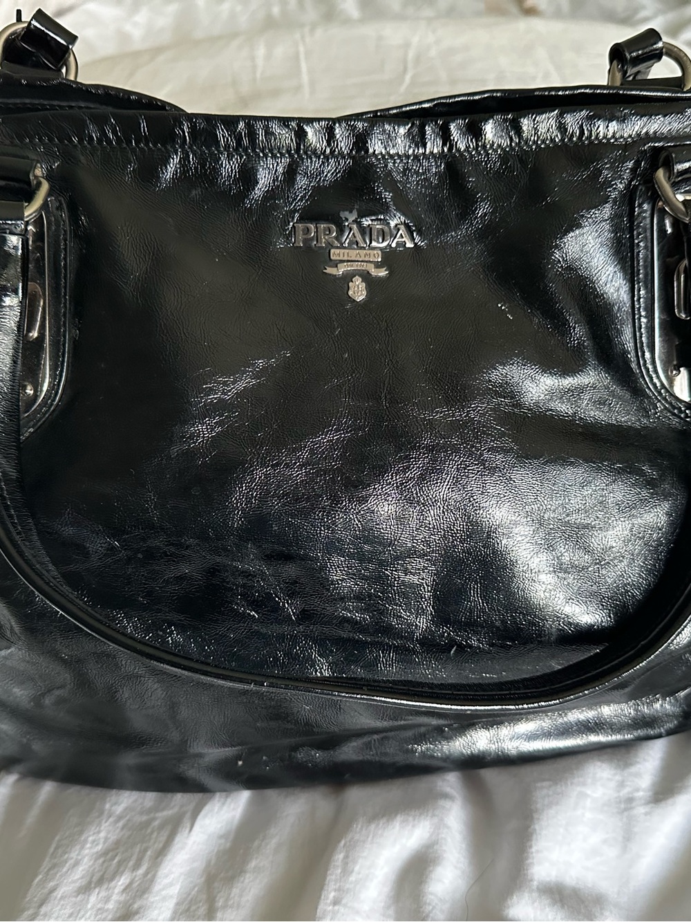Prada Black Patent Leather Shoulder Bag